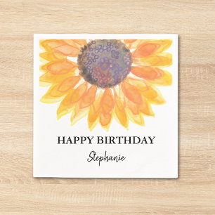 Serviette En Papier Joyeux Anniversaire Personnalisé Tournesol