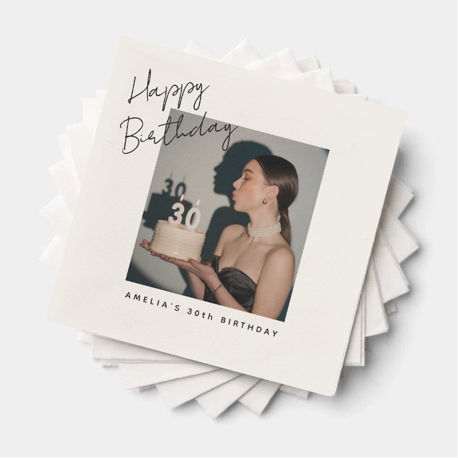 Serviette En Papier Joyeux anniversaire Photo anniversaire personnalis (Créateur téléchargé)