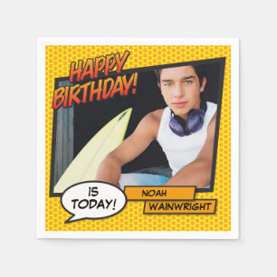 Serviette En Papier Joyeux Anniversaire Photo Fun Livre de Bande Dessi