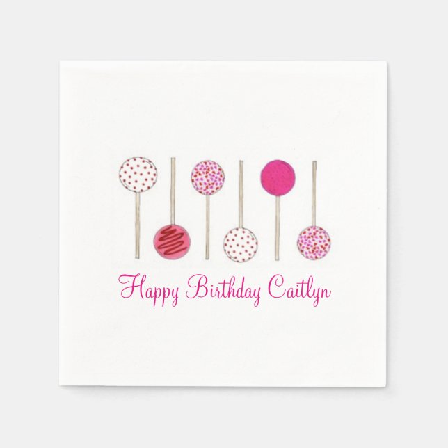 Serviette En Papier Joyeux Anniversaire Pink Frosted Cake Pops (Devant)