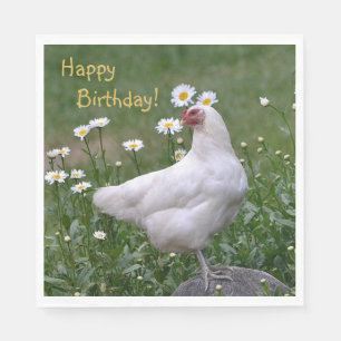 Serviette En Papier Joyeux Anniversaire Poule aux Marguerites