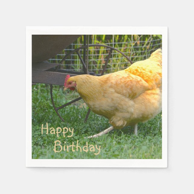 Serviette En Papier Joyeux Anniversaire Poulet Napkin (Devant)