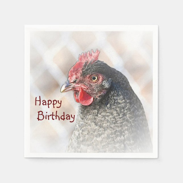 Serviette En Papier Joyeux Anniversaire Poulet Napkin (Devant)