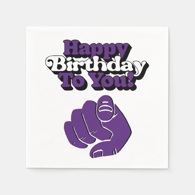 Serviette En Papier Joyeux Anniversaire Pour Vous Purple 3 Ply Napkins (Devant)