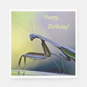 Serviette En Papier Joyeux Anniversaire priant Mantis