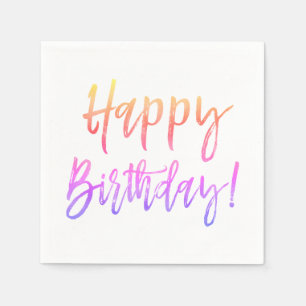 Serviette En Papier Joyeux Anniversaire Rainbow Ombre Napkins