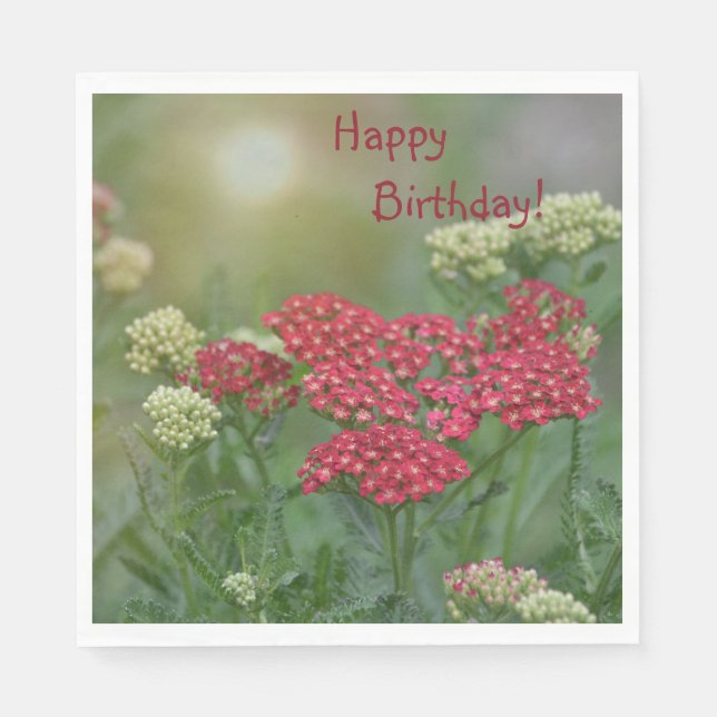 Serviette En Papier Joyeux anniversaire Red Yarrow (Devant)