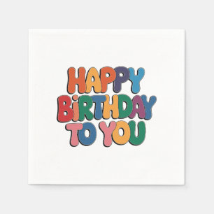 Serviette En Papier Joyeux anniversaire rétro