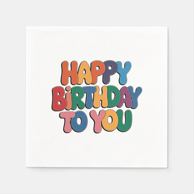 Serviette En Papier Joyeux anniversaire rétro (Devant)