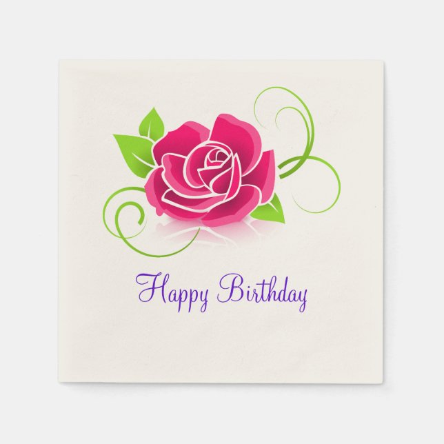 Serviette En Papier Joyeux Anniversaire rose (Devant)