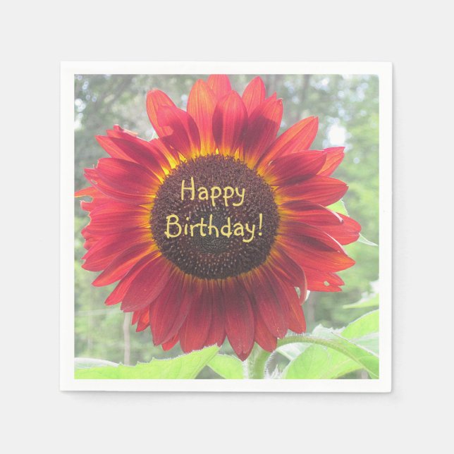 Serviette En Papier Joyeux anniversaire Rusty Sunflower (Devant)