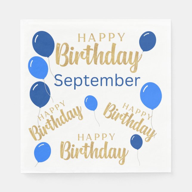 Serviette En Papier Joyeux anniversaire Septembre anniversaires Papier (Devant)