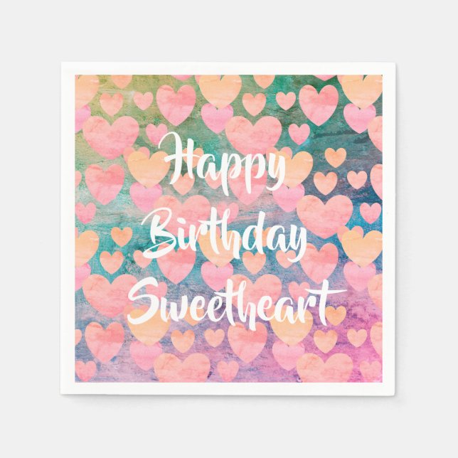 Serviette En Papier Joyeux Anniversaire serviettes de fête de l'amour (Devant)
