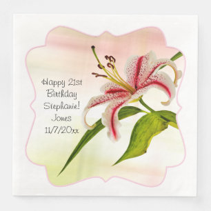Serviette En Papier Joyeux anniversaire Stargazer Lily photo florale