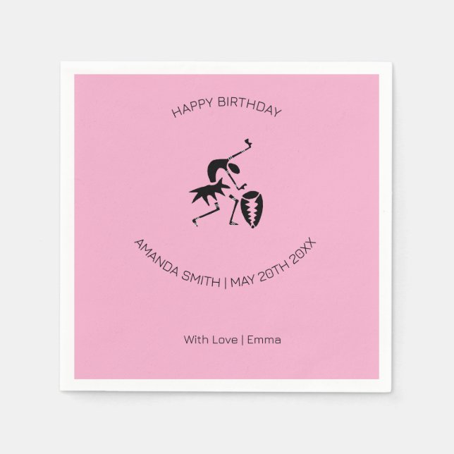 Serviette En Papier Joyeux anniversaire Super danseuse silhouette (Devant)