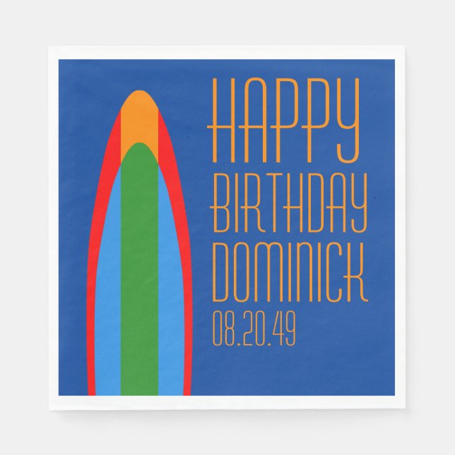 Serviette en papier joyeux anniversaire sur le thè (Devant)
