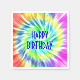 Serviette En Papier Joyeux Anniversaire Tie Dye Papier Napkin