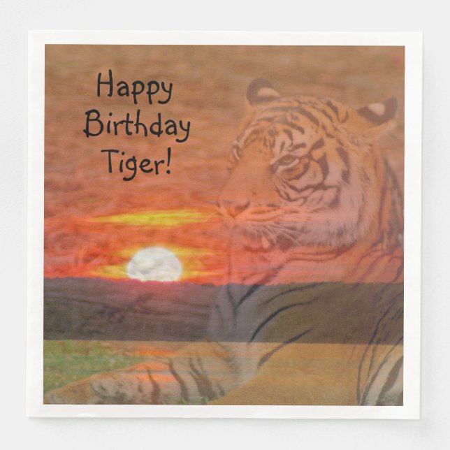 Serviette En Papier Joyeux Anniversaire Tigre (Devant)