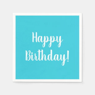 Serviette En Papier Joyeux anniversaire Turquoise de la typographie bl