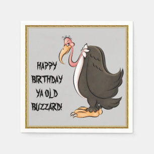 Serviette En Papier Joyeux Anniversaire Vieux Buzzard serviettes en pa