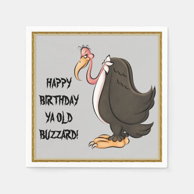 Serviette En Papier Joyeux Anniversaire Vieux Buzzard serviettes en pa (Devant)