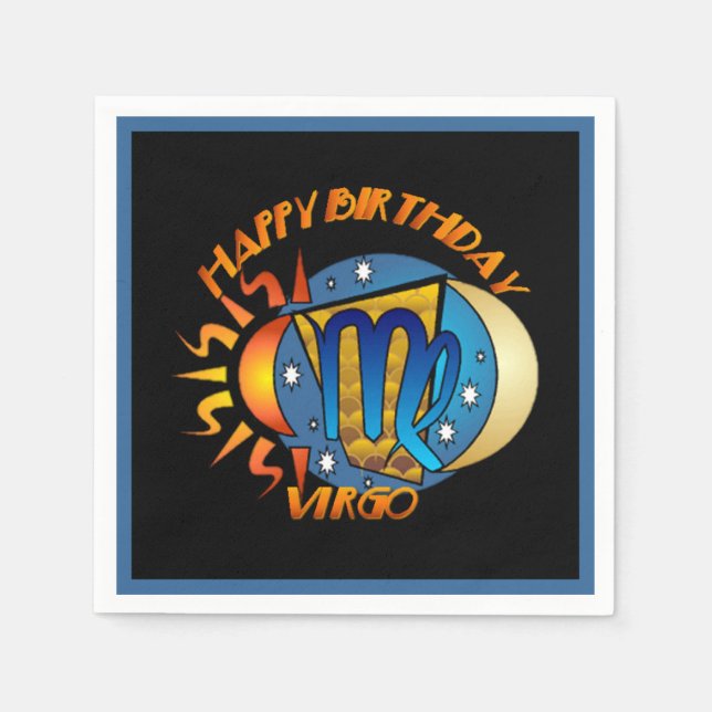 Serviette En Papier Joyeux anniversaire Virgo Zodiac Signal de naissan (Devant)