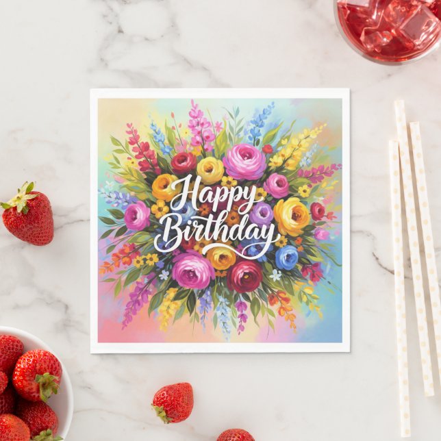 Serviette En Papier Joyeux Anniversaire Vœux (En situation)