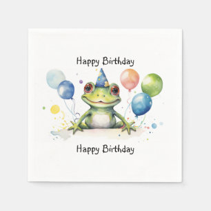 Serviette En Papier Joyeux anniversaire Whimsical grenouille mignonne