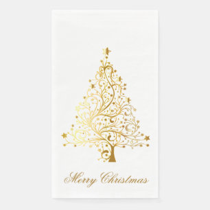 Serviette En Papier Joyeux Arbre d'or de Noël