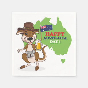 Serviette En Papier Joyeux Australia Day Kangaroo Koala