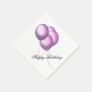 Serviette En Papier Joyeux Ballons d'anniversaire Lavande