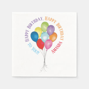 Serviette En Papier Joyeux Ballons d'Anniversaire Papier modifiable se