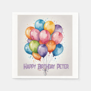 Serviette En Papier Joyeux Ballons d'anniversaire Papier Napkin - Text