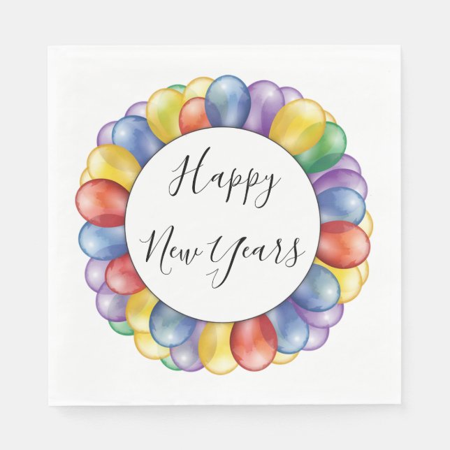 Serviette En Papier Joyeux Ballons du Nouvel An (Devant)
