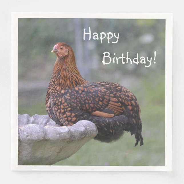 Serviette En Papier Joyeux Birthday Birdbath Poulet (Devant)