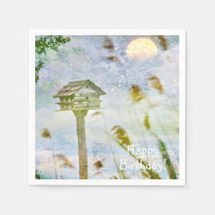 Serviette En Papier Joyeux Birthday Birdhouse