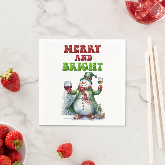 Serviette En Papier Joyeux bonhomme de neige (En situation)