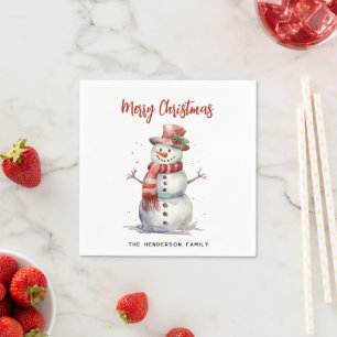 Serviette En Papier Joyeux bonhomme de neige Joyeux Noël Personnalisé