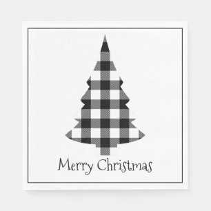 Serviette En Papier Joyeux Buffalo de Noël Plaid Russe Noël