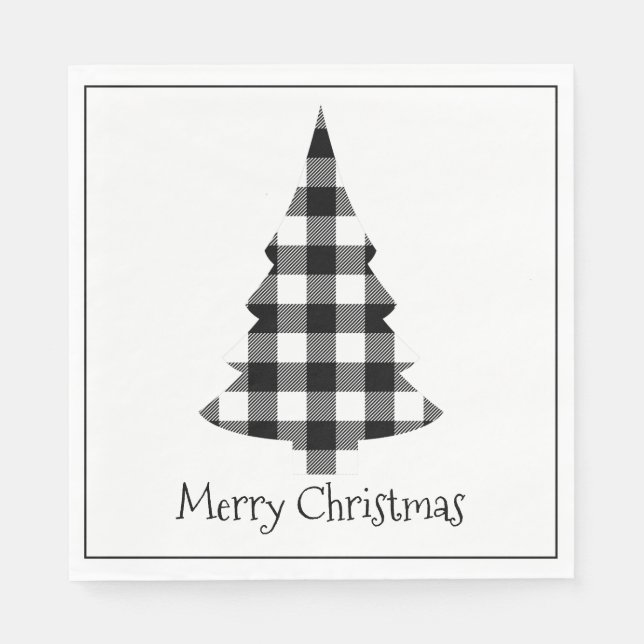 Serviette En Papier Joyeux Buffalo de Noël Plaid Russe Noël (Devant)