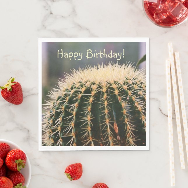 Serviette En Papier Joyeux Cactus d'anniversaire (En situation)