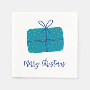 Serviette En Papier Joyeux cadeau de Noël Simple Blue