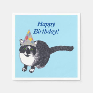 Serviette En Papier Joyeux Casquette de fête des chats, serviettes d'a