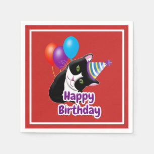 Serviette En Papier Joyeux Chat d'anniversaire