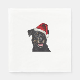 Serviette En Papier Joyeux chien avec le costume Casquette du Père Noë