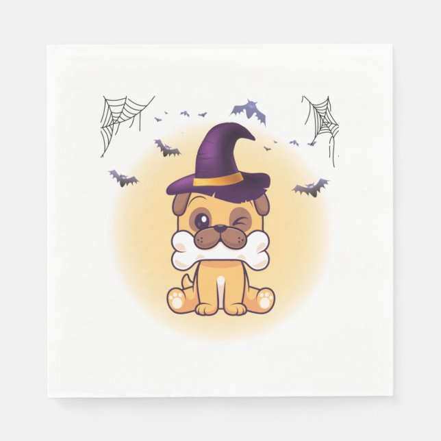 Serviette En Papier Joyeux chien d'Halloween (Devant)