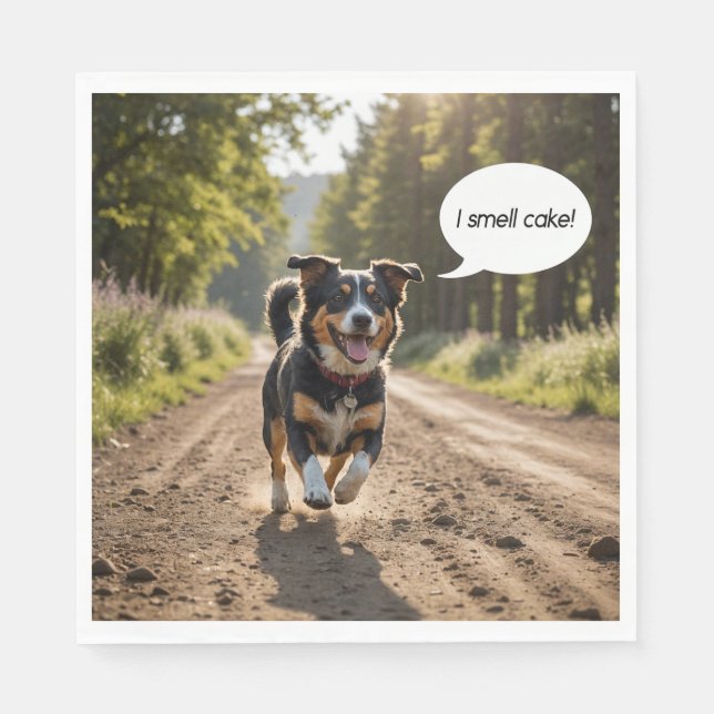 Serviette En Papier Joyeux Chien odorant gâteau d'anniversaire (Devant)