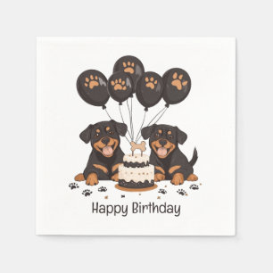 Serviette En Papier Joyeux chien Rottweiler d'anniversaire
