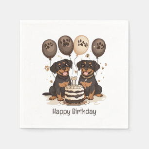 Serviette En Papier Joyeux chien Rottweiler d'anniversaire