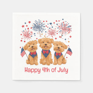 Serviette En Papier Joyeux Chiens 4 juillet Yorkie
